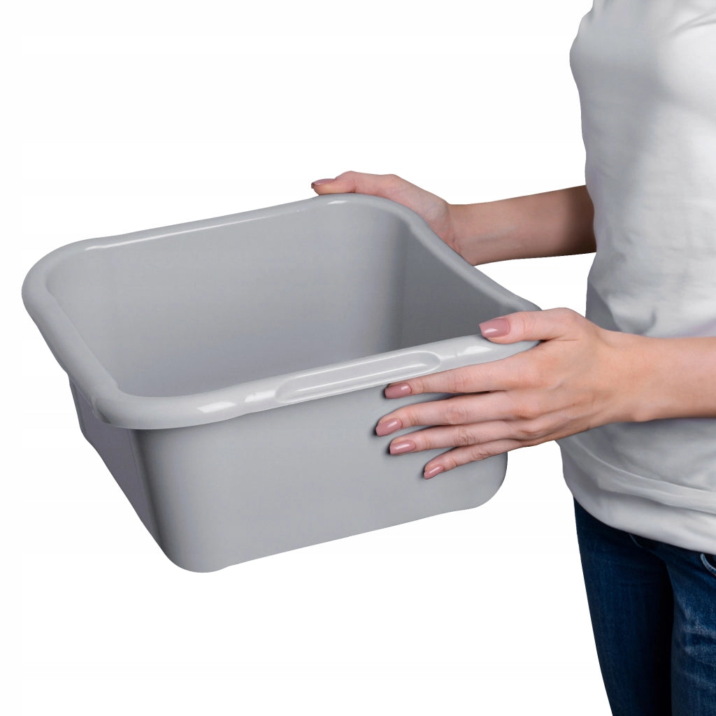 Bacinella quadrata in plastica KADAX da 8 litri con manici, colore grigio