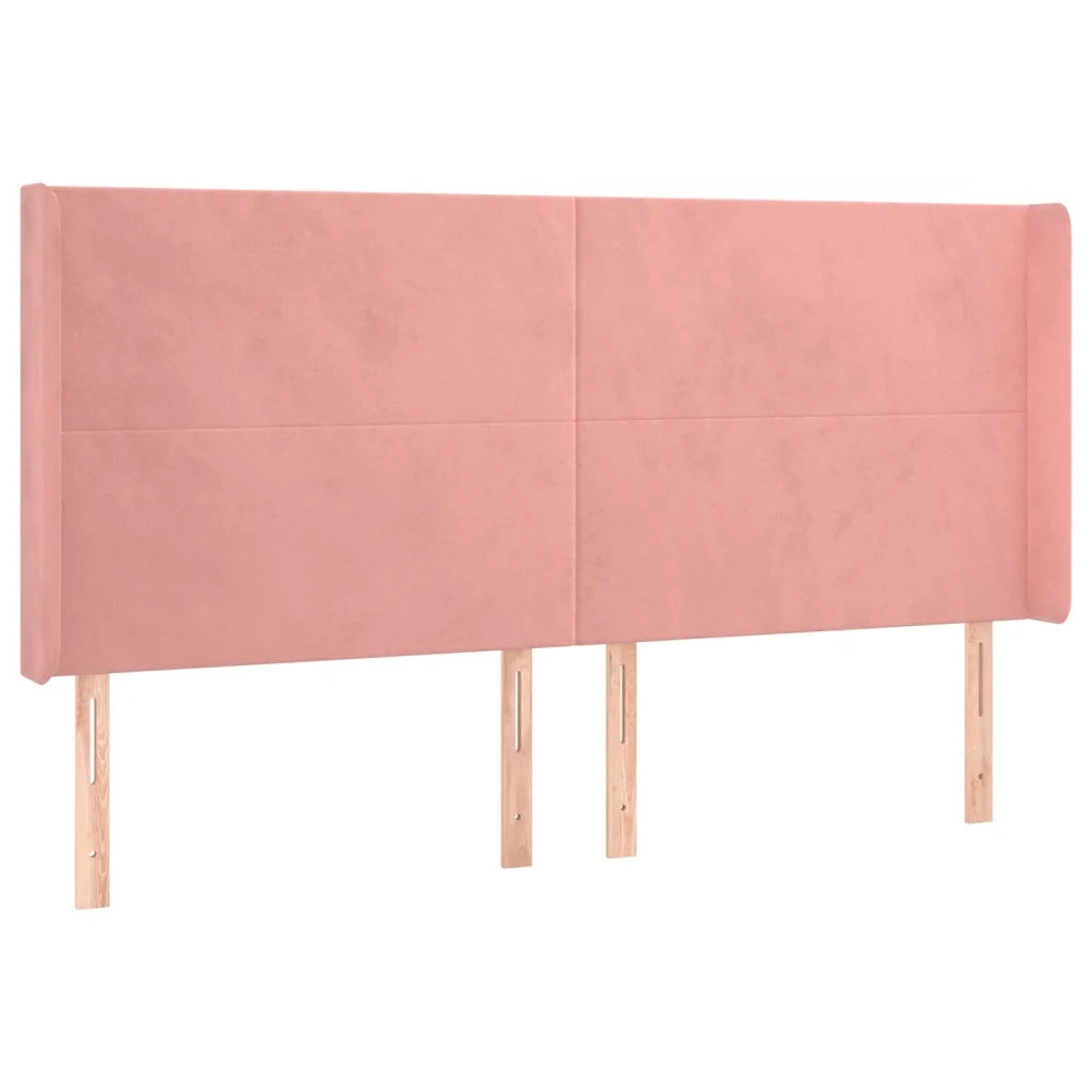 Testiera ad Orecchio Rosa 203x16x118/128 cm in Velluto