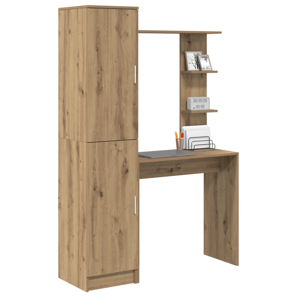 Scrivania con archiviazione Rovere Artigianale Legno Ingegnerizzato
