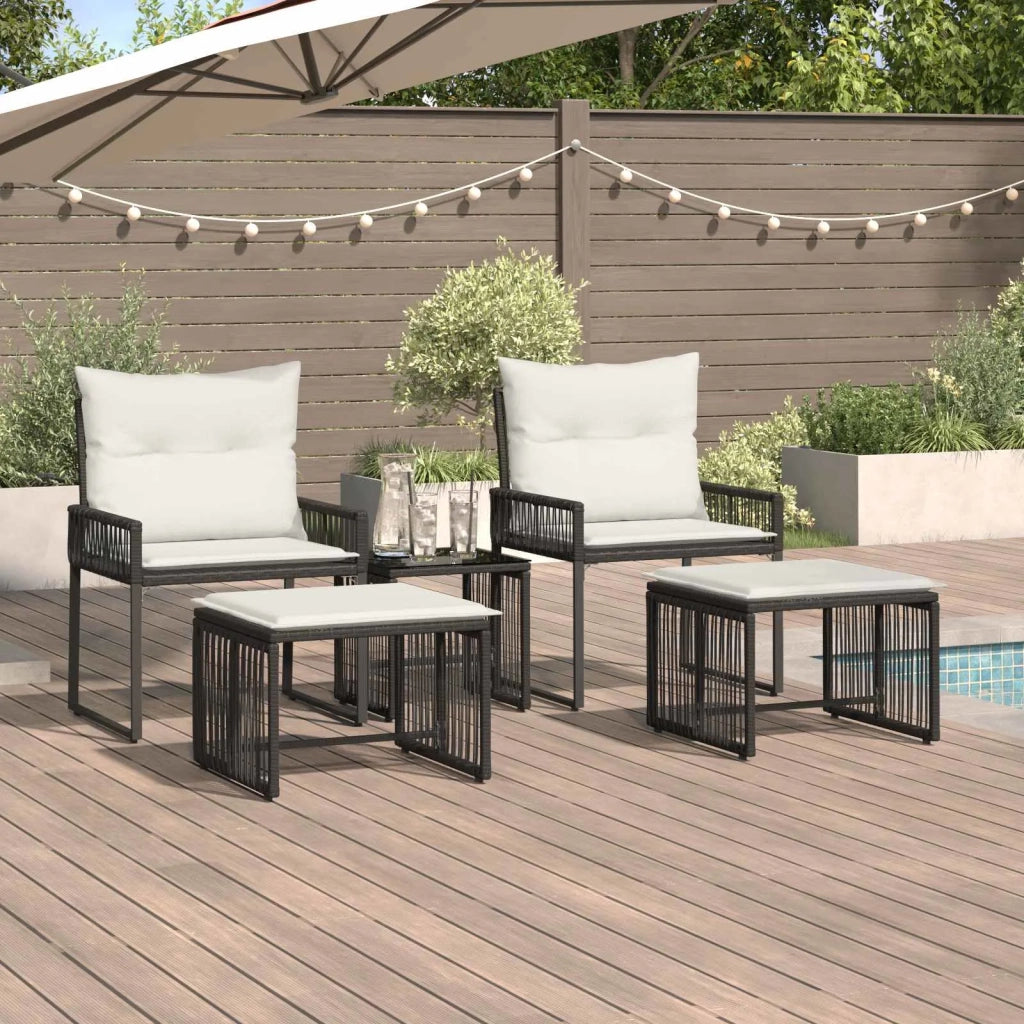 Set di Mobili da Esterno 11 pcs Nero e Bianco Crema polyrattan 42025152