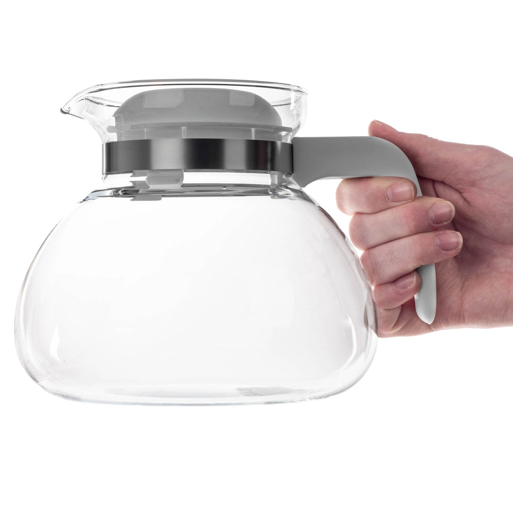 KADAX Brocca in vetro per tè e caffè da 1,7 l, resistente al calore, con coperchio, colore bianco.