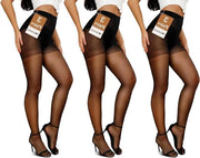 Trasparente 3 pezzi Pantaloni da donna 10 Denier con alta trama neri grandi taglie
