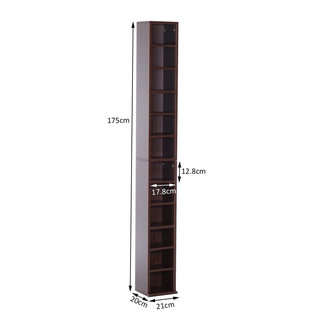 Libreria Mobiletto Colonna da Parete con Mensole in Legno Marrone 21x20x175 cm