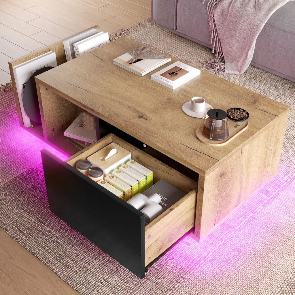 Sideboard multifunzione retro con LED, 99,5 x 53 x 38 cm