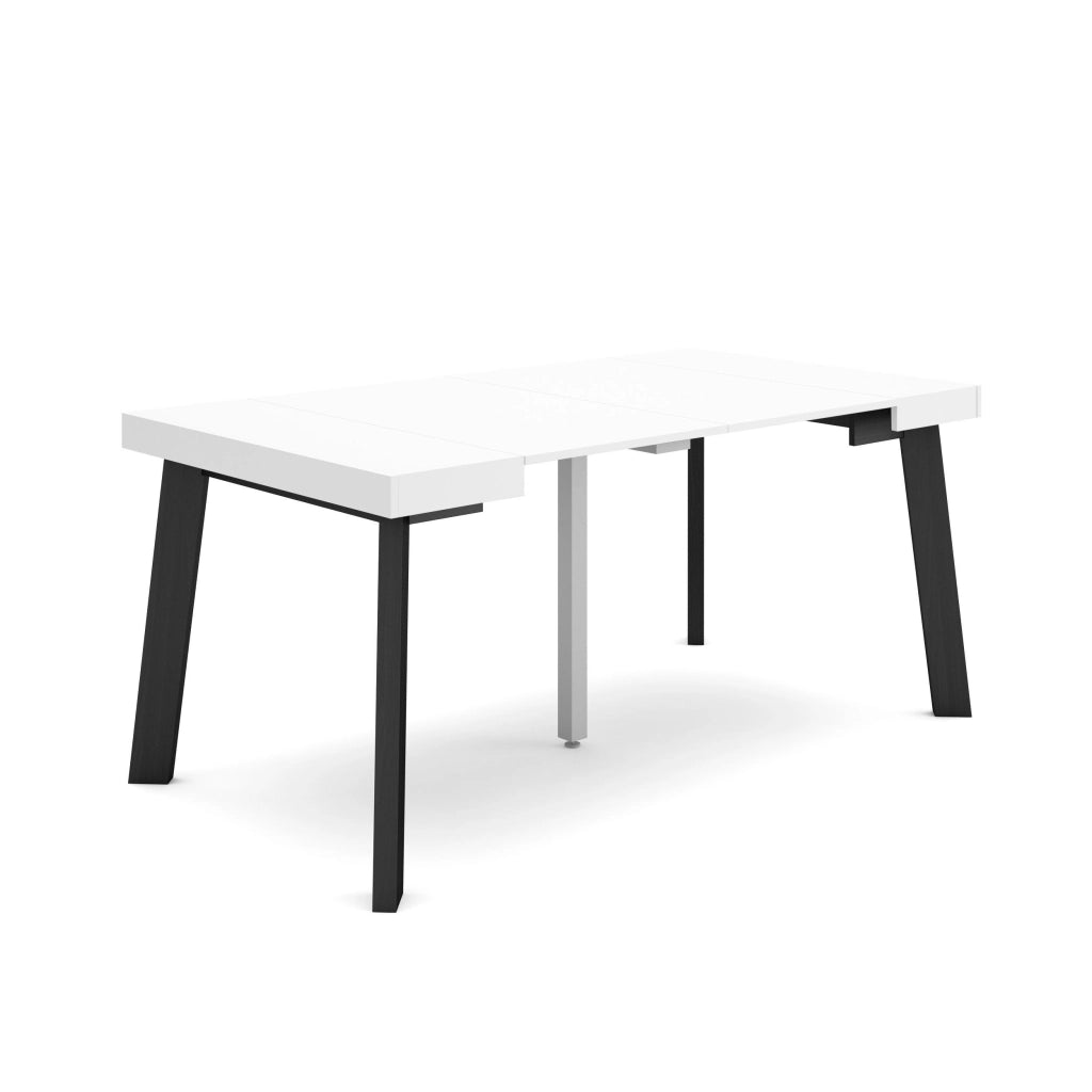 Consolle allungabile, 160x90x73cm, Per 8 persone, Gambe in legno, Bianco RF2993