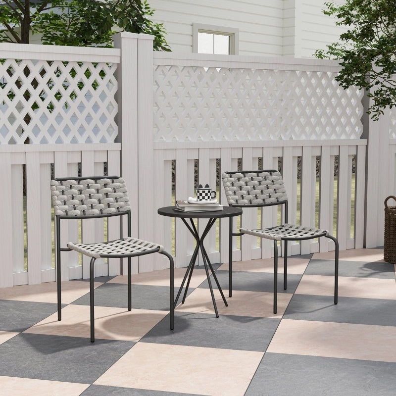 SET DA BISTRO 3 PEZZI 2 SEDIE E TAVOLO Ø48x60 cm GRIGIO ACCIAIO