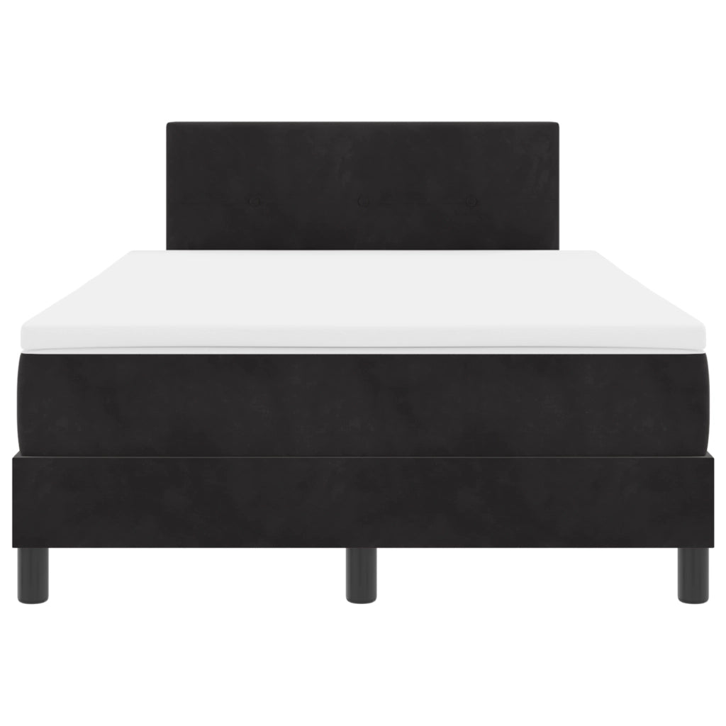 Letto Box Spring con Materasso e LED Nero 120x200 cm Velluto