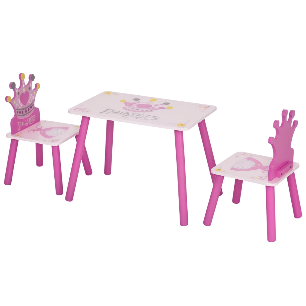 Tavolo per bambini con 2 sedie ¨C Zephmum ¨C Legno rosa 55x34x42 cm