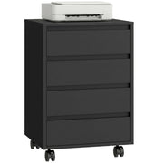 Scrivania con cassetti ¨C zephmum ¨C 4 cassetti in legno nero su ruote