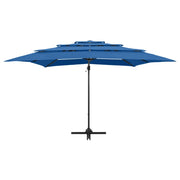 Ombrellone a quattro livelli con palo in alluminio 250 x 250 cm azzurro 02_0008786