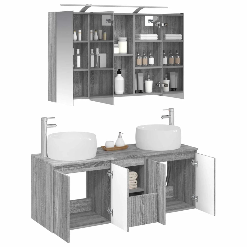 Set di Armadi da Bagno 4 pcs Sonoma grigio Legno ingegnerizzato 3406540