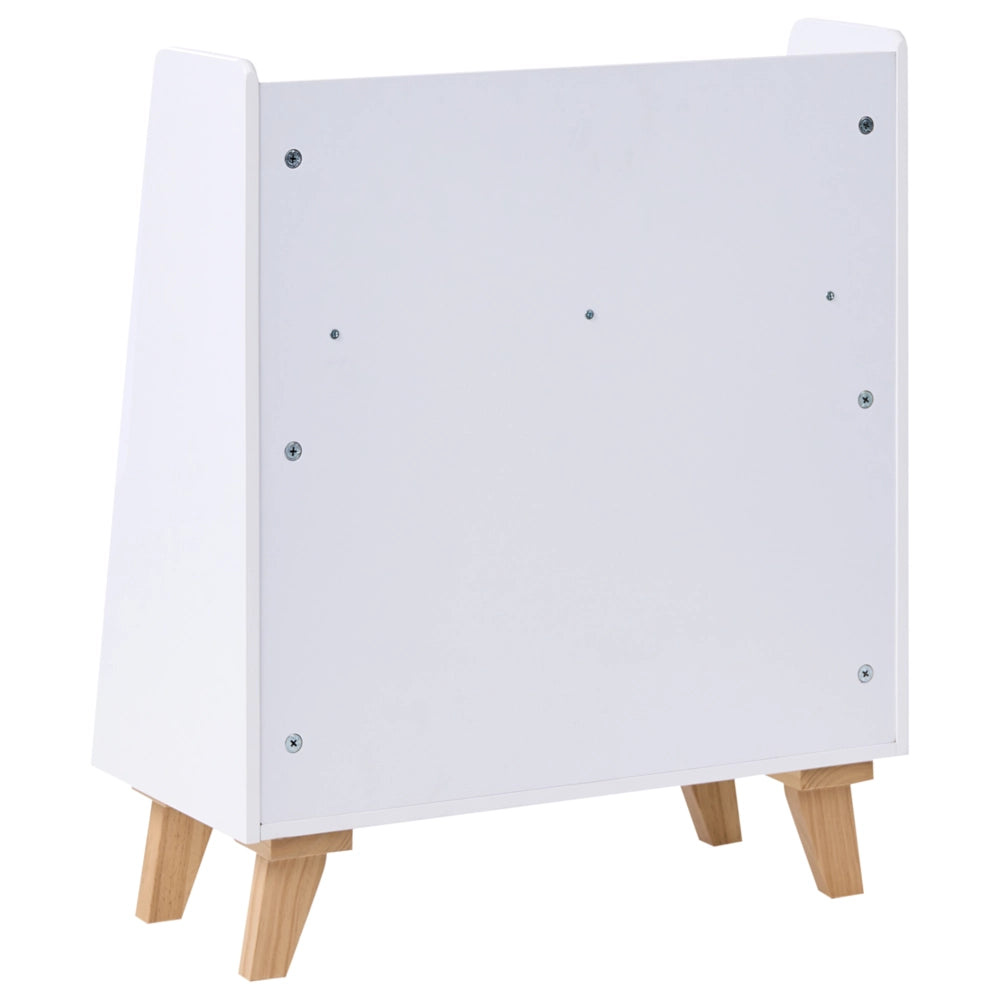 Scaffale a 2 ripiani in MDF bianco con frontale in rattan ripiani aperti contenitore per giocattoli camera dei bambini sala giochi