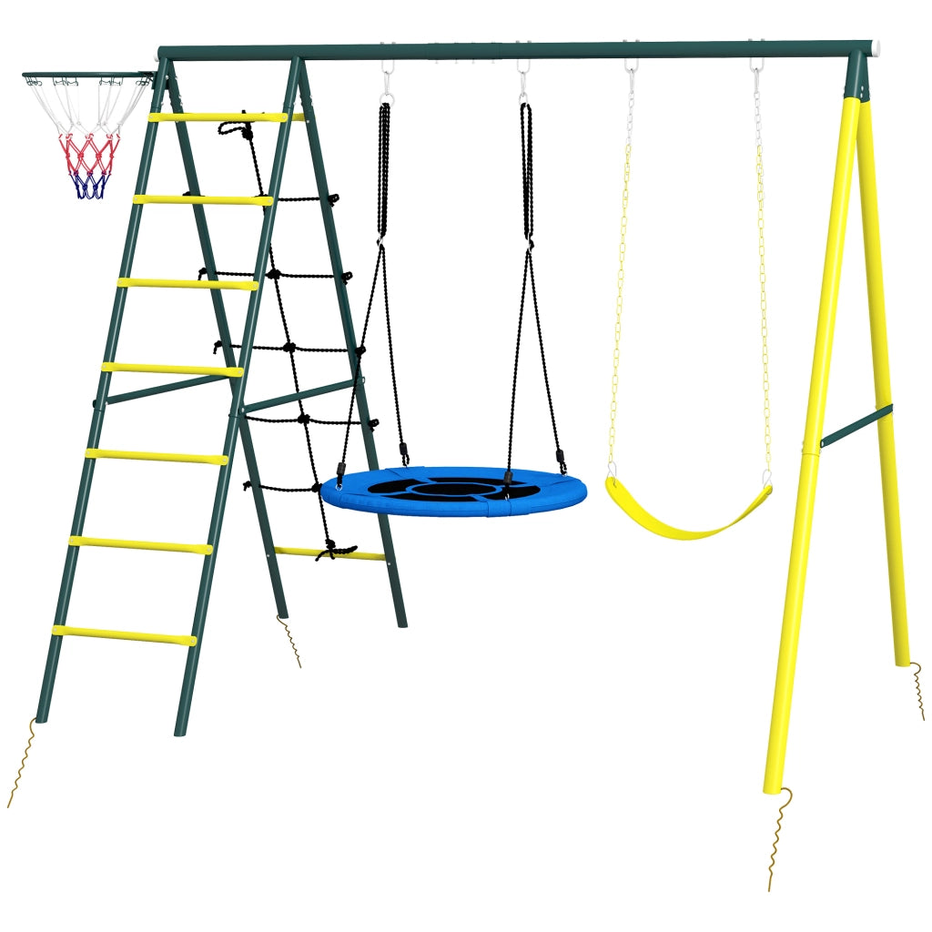 Set Altalene da Giardino Rotonda e Classica ¨C zephmum ¨C Acciaio e Corda per Bambini