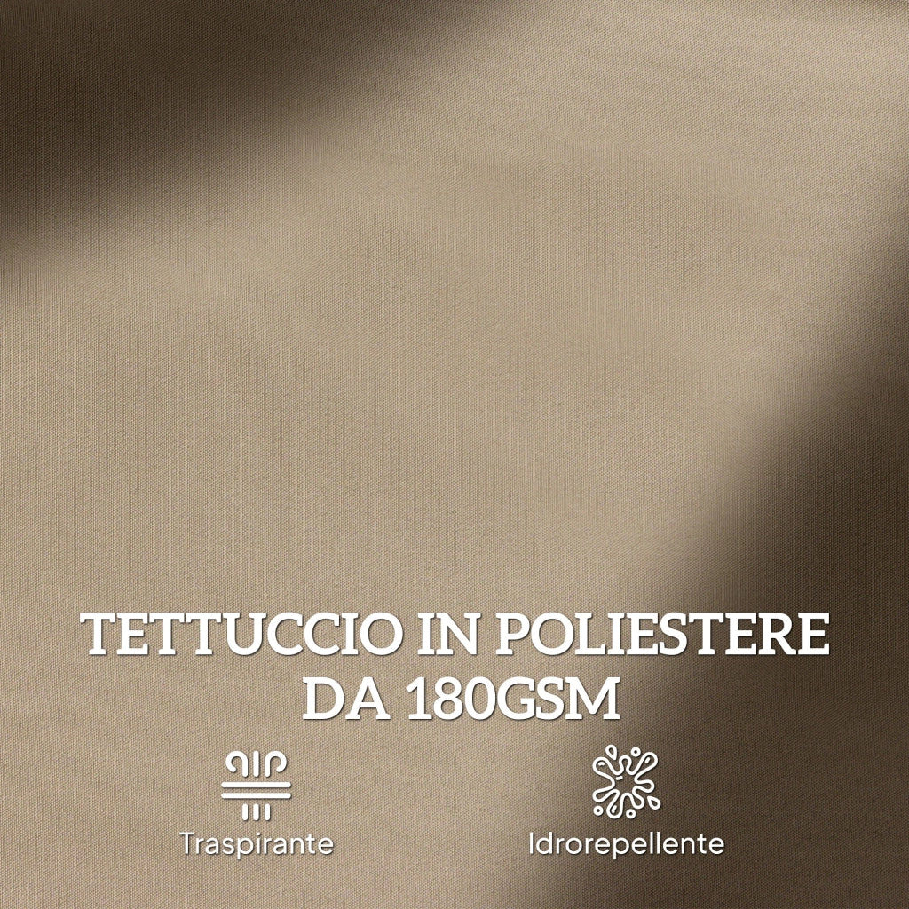 Ombrellone da Giardino Doppio 12 Stecche con Base a Croce ¨C zephmum ¨C Acciaio Poliestere 455x265x238 cm Cachi