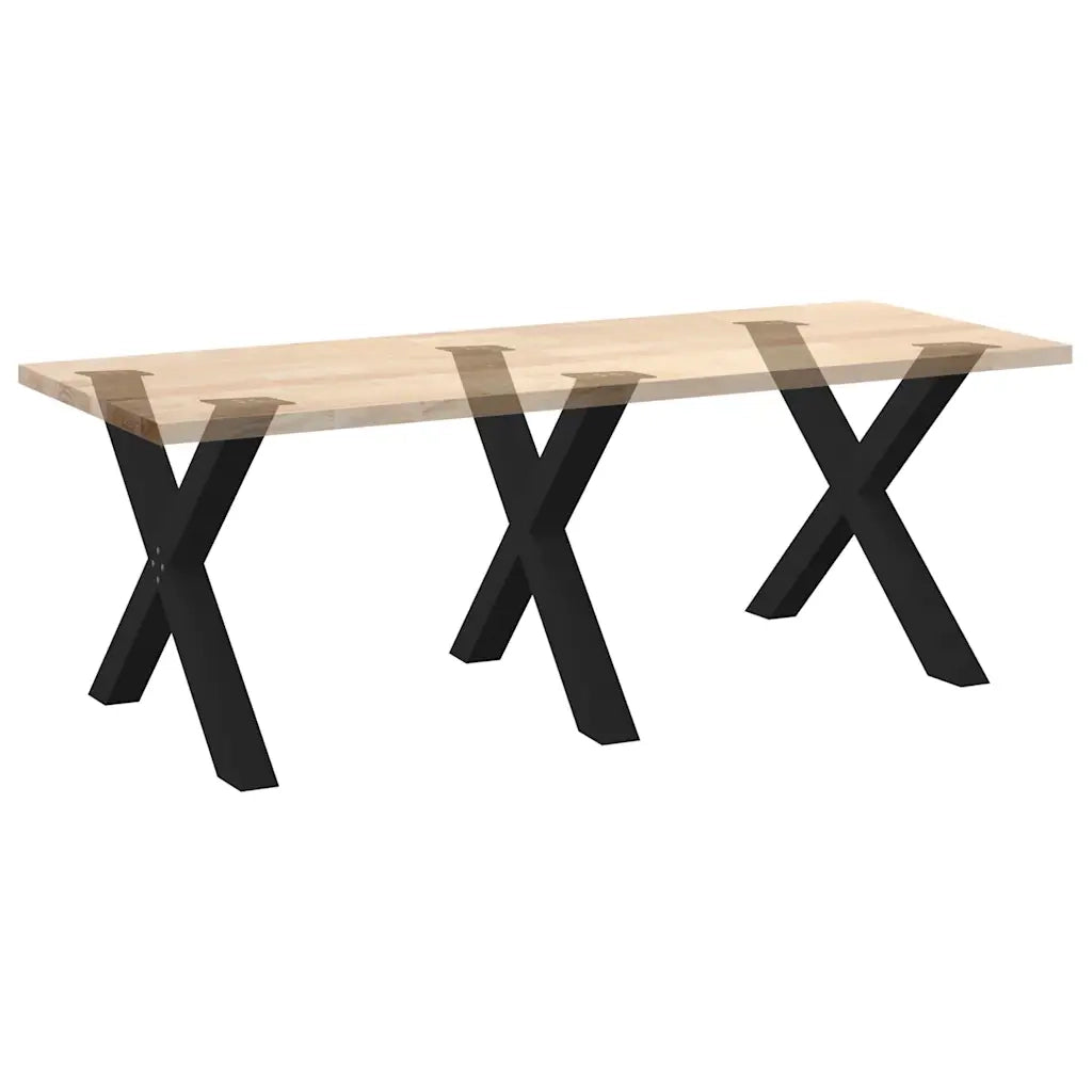 Gambe per tavolo da pranzo a forma di X 3 pz nere 90x(72-73) cm in acciaio