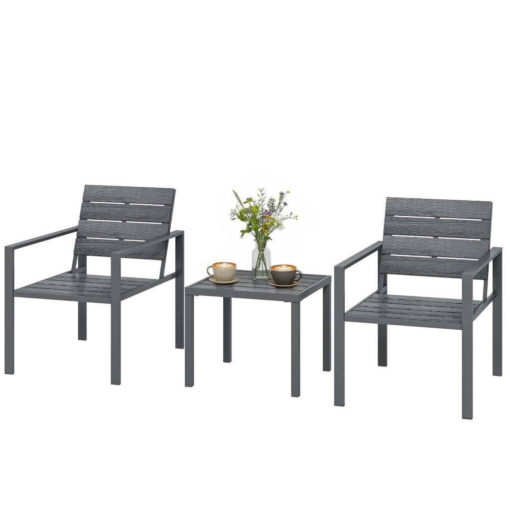 Set da Giardino 3 Pezzi con 2 Sedie e Tavolino ¨C Zephmum ¨C HDPE Metallo Grigio Scuro