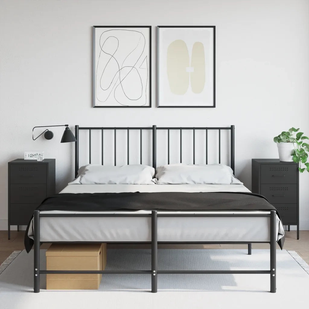 Set di 2 Comodini | Armadio da Notte | Mobiletto da notte Neri 36x39x68 cm in Acciaio