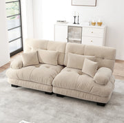 Divano modulare 220x77x81 cm con effetto cloud in chenille marrone chiaro