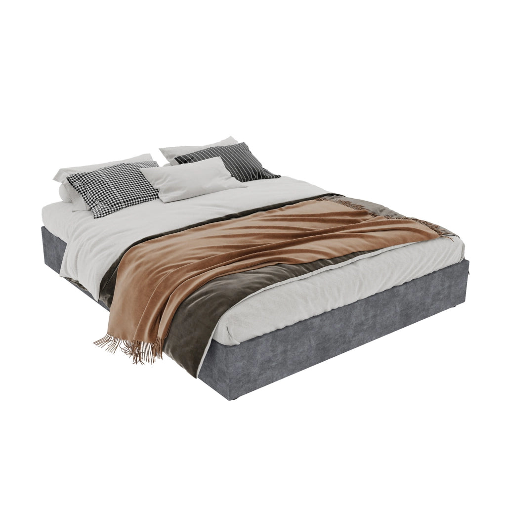Rete letto moderna grigio 160x200 cm in tessuto e metallo