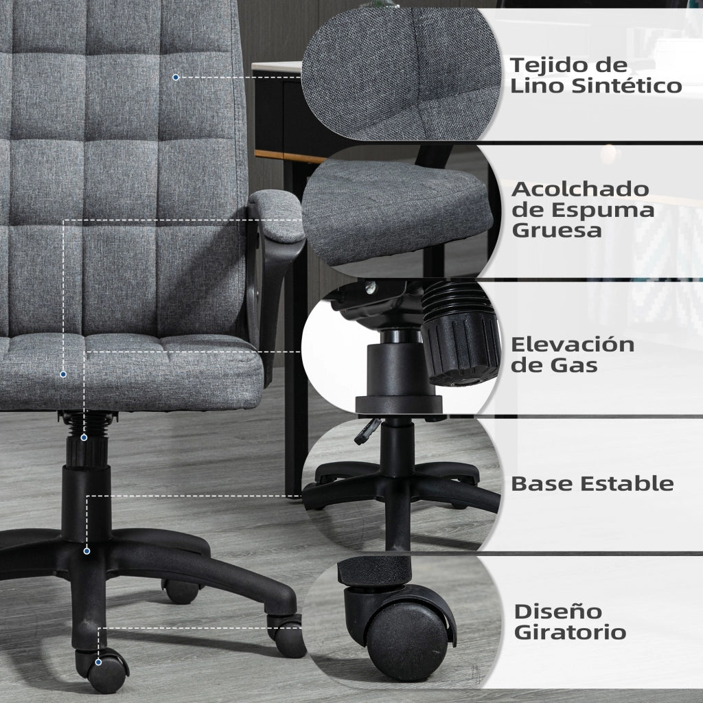 Sedia da ufficio girevole con braccioli e altezza regolabile ¨C zephmum ¨C grigio scuro 59x63x96-105,5 cm