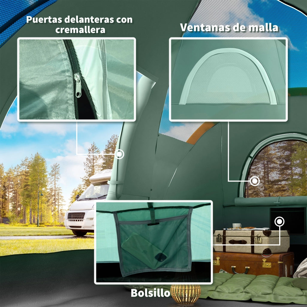 Tenda da Campeggio per 5-6 Persone ¨C zephmum ¨C Verde 455x220x180 cm