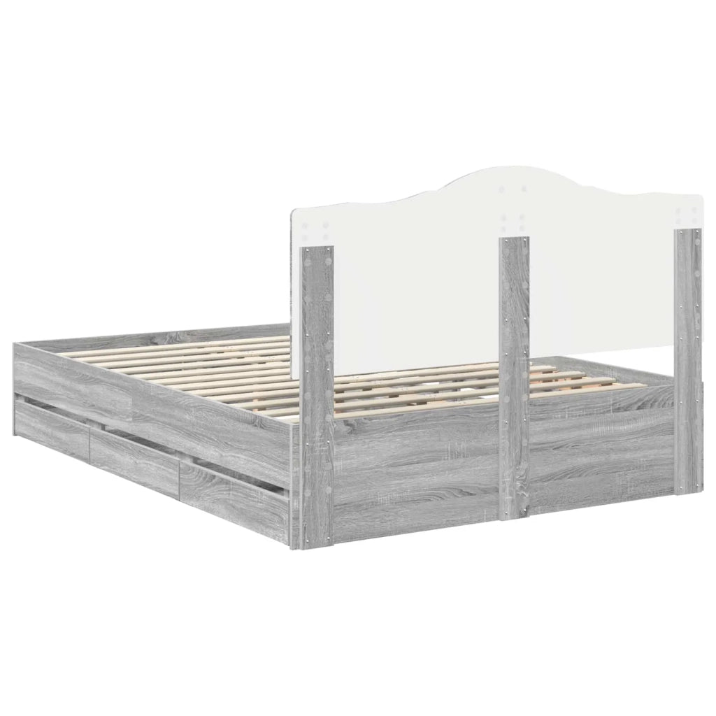 Struttura del letto con cassetto Sonoma grigia 160 x 200 cm 3413399