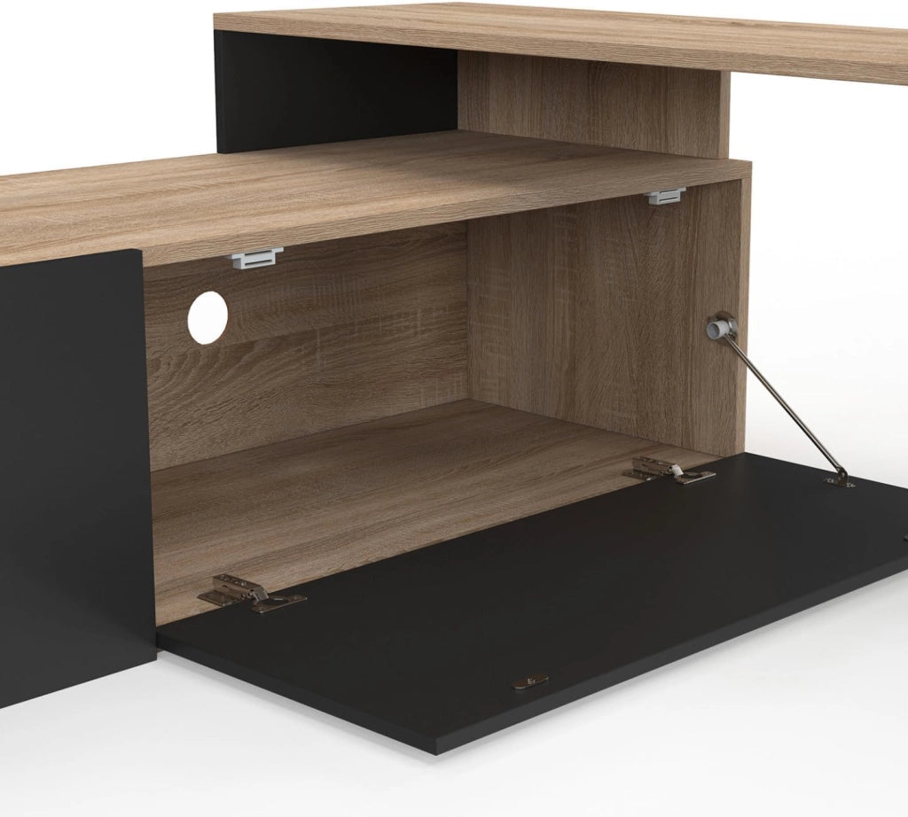 BASILE mobile TV angolare modulare da 180-240 cm in legno e nero