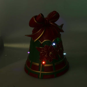 Campana resina fiori verde e rosso con led cm 20x19xh25