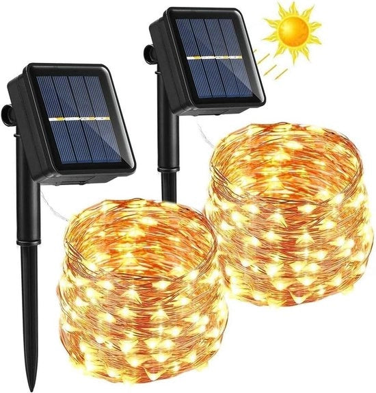 Fascia di illuminazione solare per esterno 14 m 120 led filo di rame bianco caldo impermeabile a 8 modalità per Natale giardino balcone matrimonio terrazza decorazione di festa