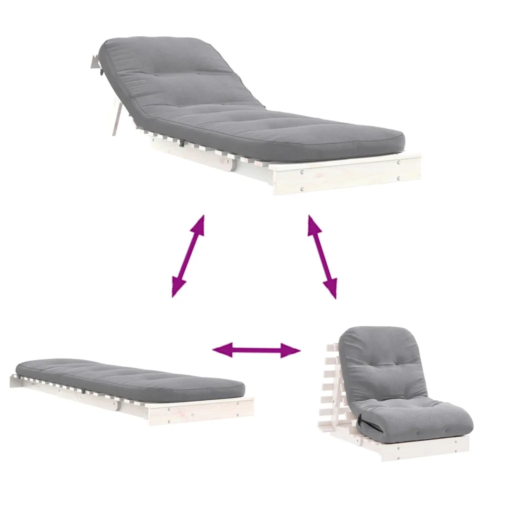 Divano letto | Sof¨¤ letto | Letto singolo Futon con Materasso Bianco 70x206x11cm Legno Pino