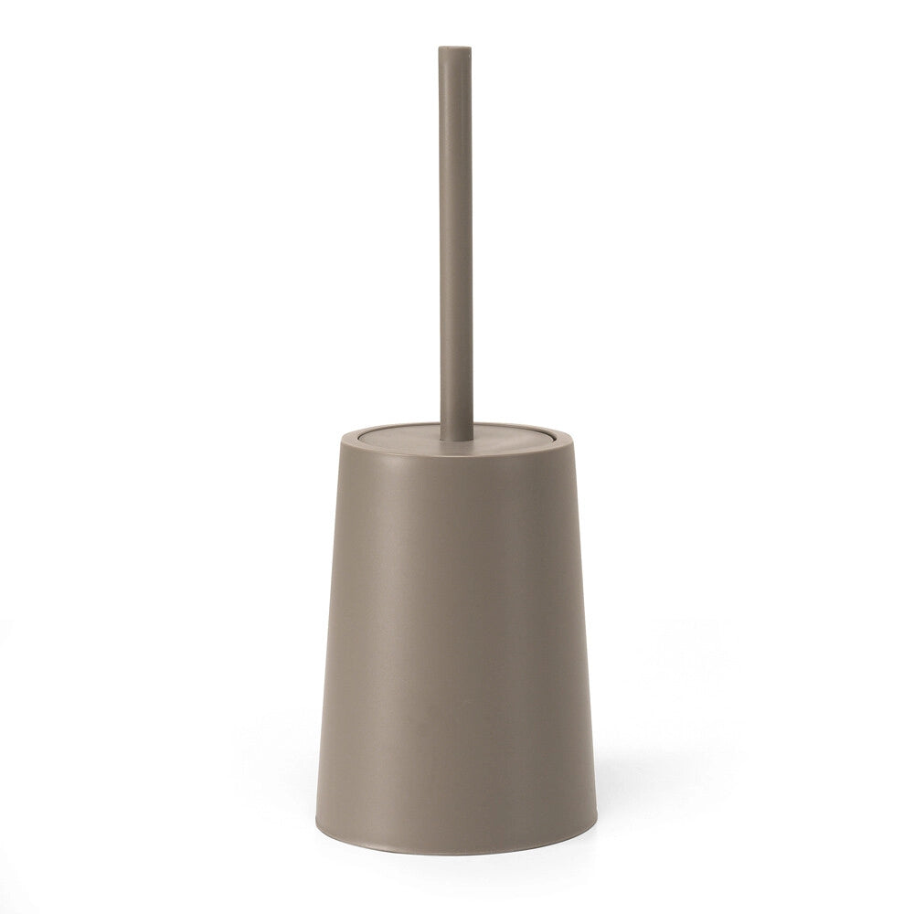 Porta scopino tortora da appoggio design tondo in plastica Pop