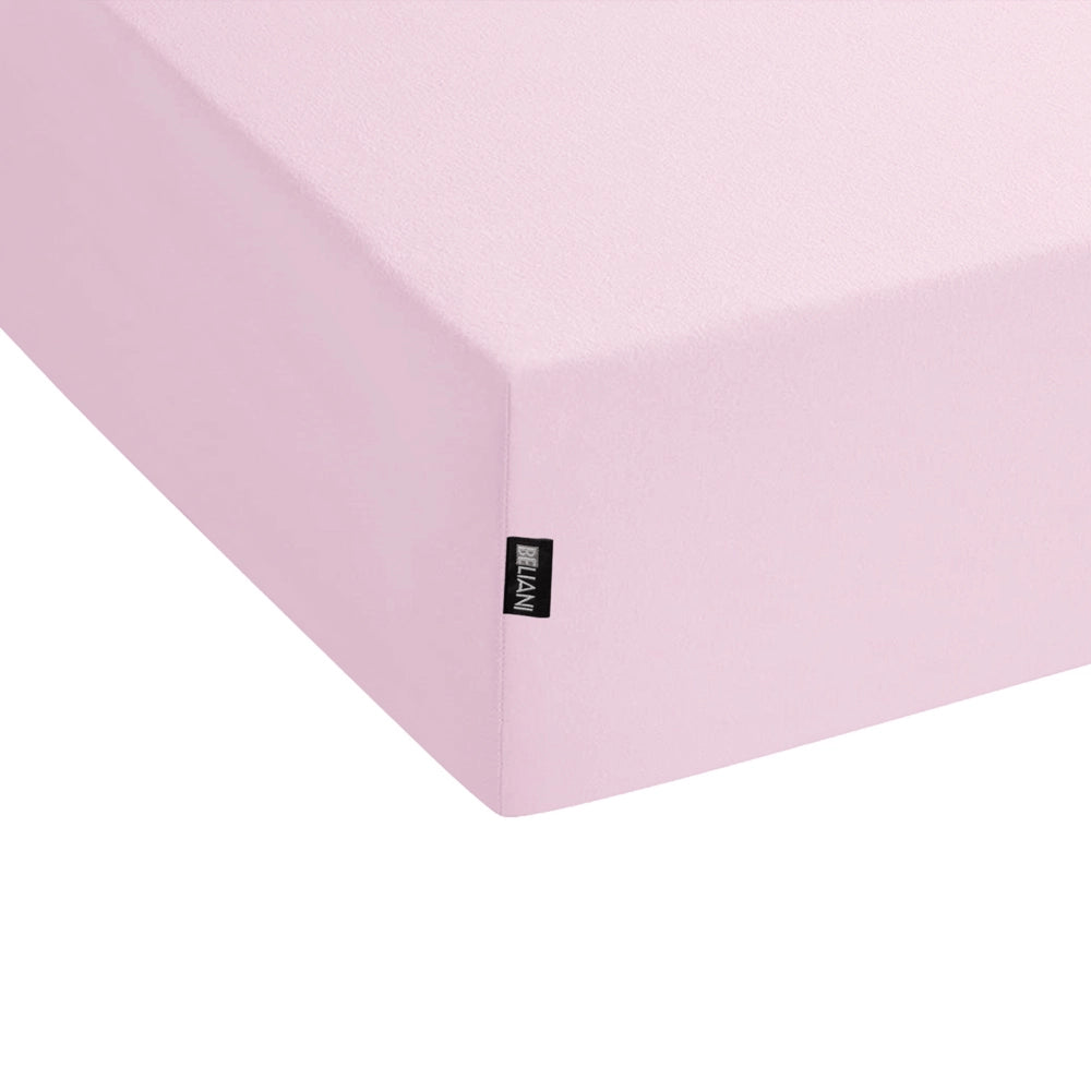 Lenzuolo con angoli cotone rosa pastello 180 x 200 cm con bordi elastici modello classico a tinta unita camera da letto classica