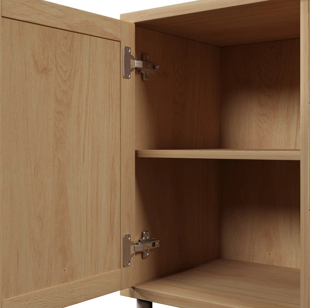 Credenza 120x40x75 cm in MDF e metallo; ecru; 2 ante e 3 cassetti