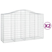 Set di 2 gabbioni ad arco per recinzione gabbia o muro di contenimento 200 x 50 x 120/140 cm ferro zincato argento 02_0041346