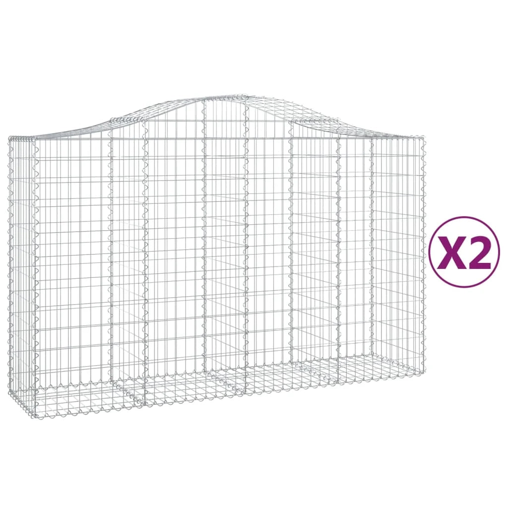 Set di 2 gabbioni ad arco per recinzione gabbia o muro di contenimento 200 x 50 x 120/140 cm ferro zincato argento 02_0041346