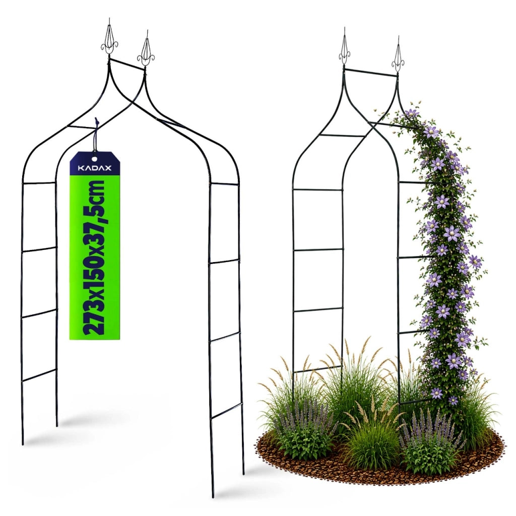 Pergola da giardino in metallo KADAX, arco di supporto per fiori, rose e piante rampicanti, alta 255 cm.