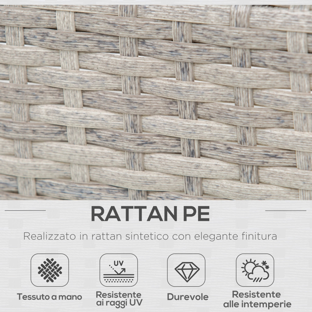 Set Divano da Giardino con Tavolino ¨C Zephmum ¨C Rattan Grigio 5 Pezzi