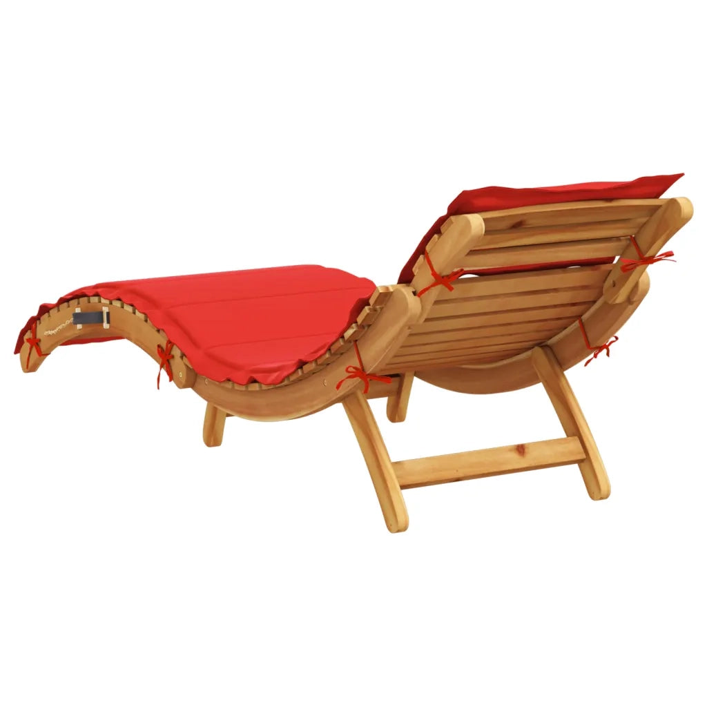 Lettino prendisole Legno di Acacia Massello Rosso 367637