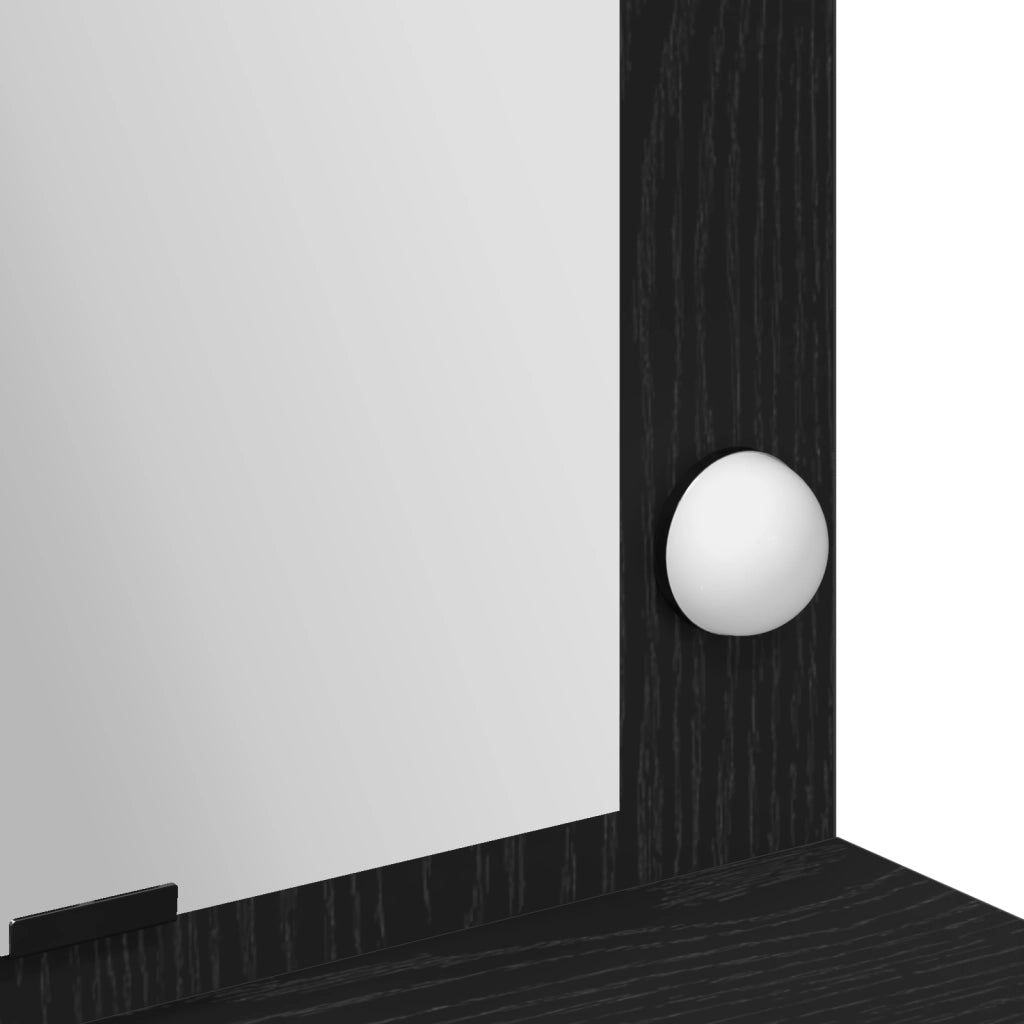 Specchio da Trucco con Luci LED Nero Rovere 100x41x135 cm