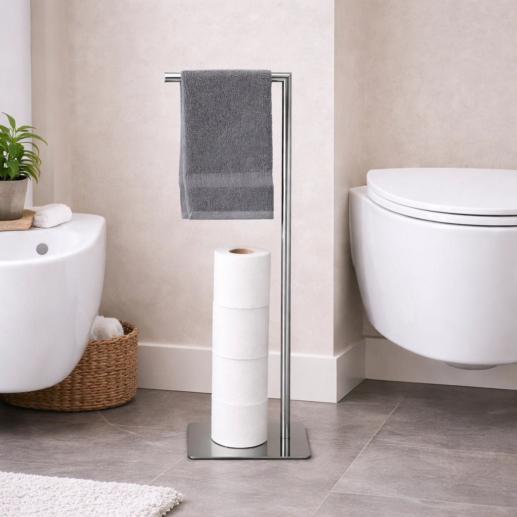 Piantana Porta Rotolo Porta Asciugamani da Bagno Porta Carta Igienica 87747
