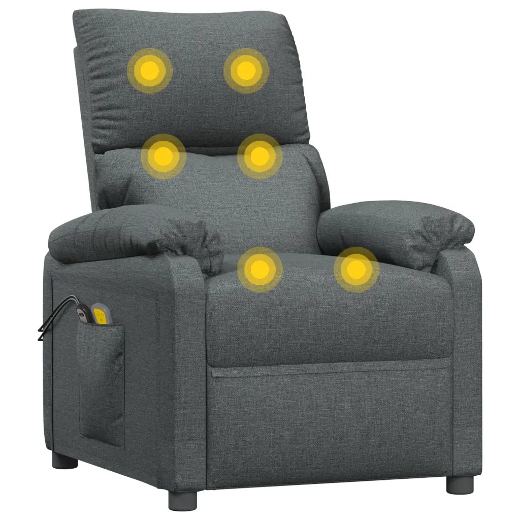 Poltrona Massaggiante | Sedia Relax Elettrica Grigio Scuro in Tessuto