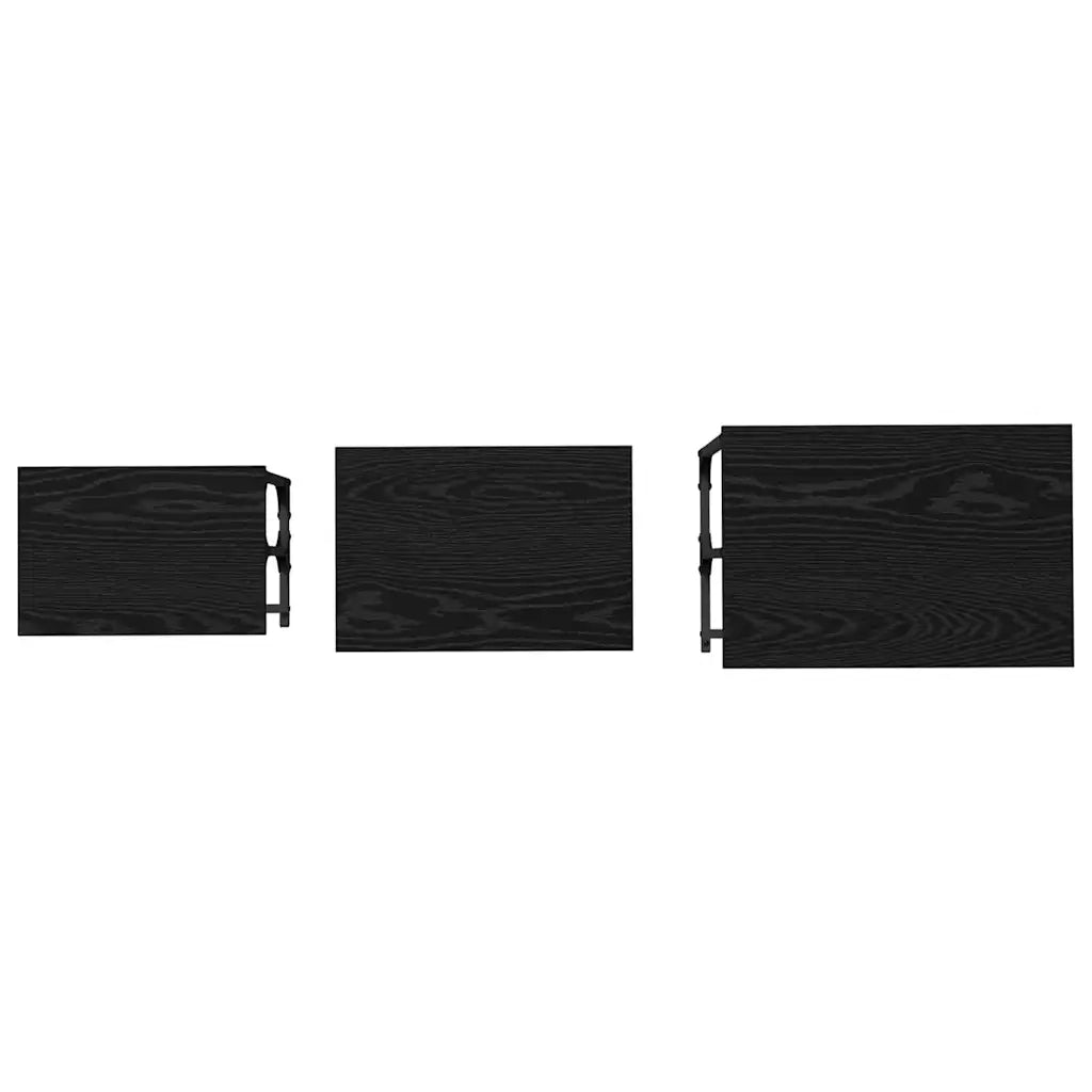 3 pz Tavolo da salotto | Tavolino da caff¨¨ | Tavolino da Soggiorno nesting Rovere nero Legno multistrato