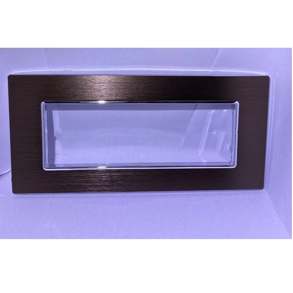 Trade Shop - Placca Luxury 3 4 6m Metallo Brown Marrone Satinato Compatibile Bticino Axolute -