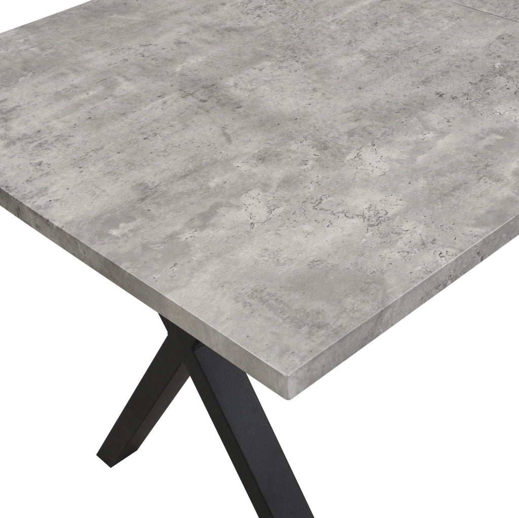 Tavolo moderno con gambe a croce in MDF e metallo grigio e nero