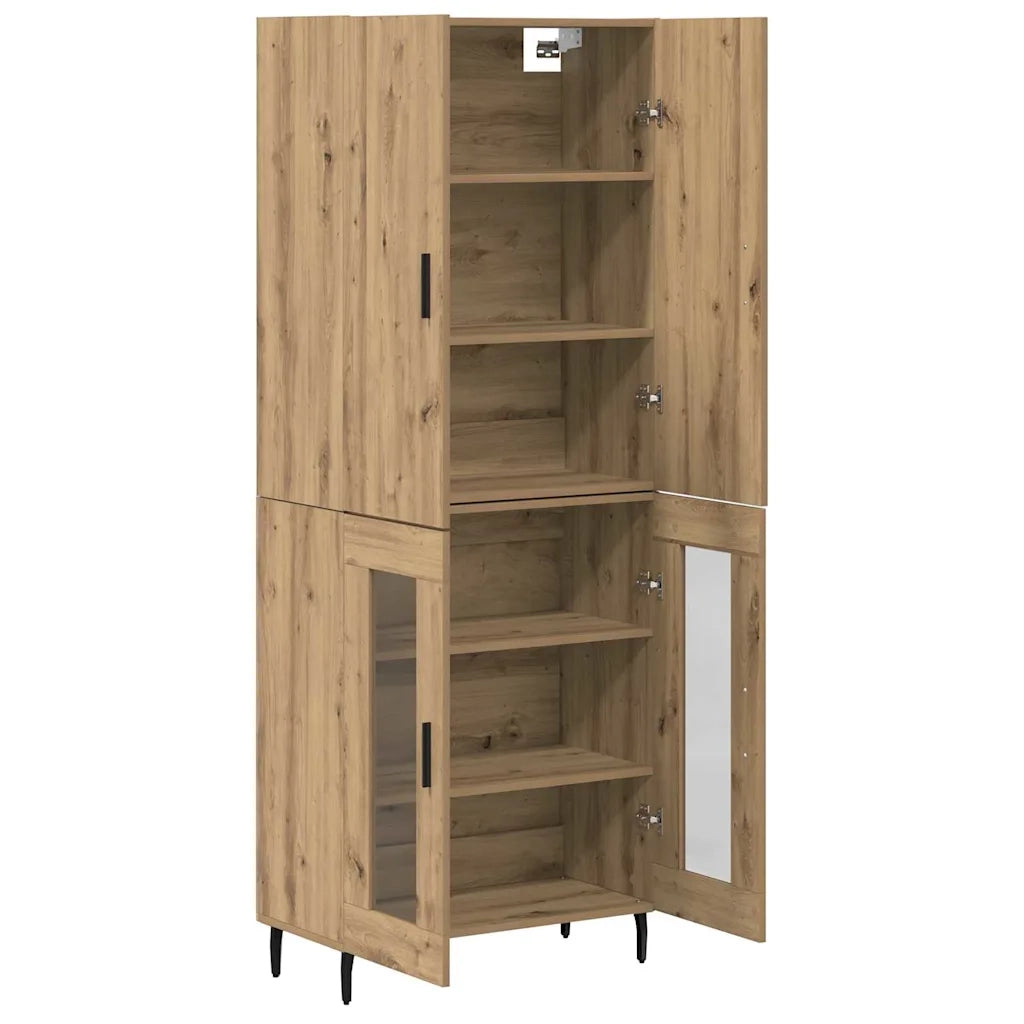 Credenza 2 pcs Legno vecchio Legno Stratificato e Vetro