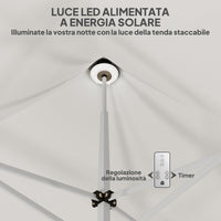 Gazebo da Giardino Pop Up 300x300x340 cm con Luci LED Solari e Altezza Regolabile Bianco