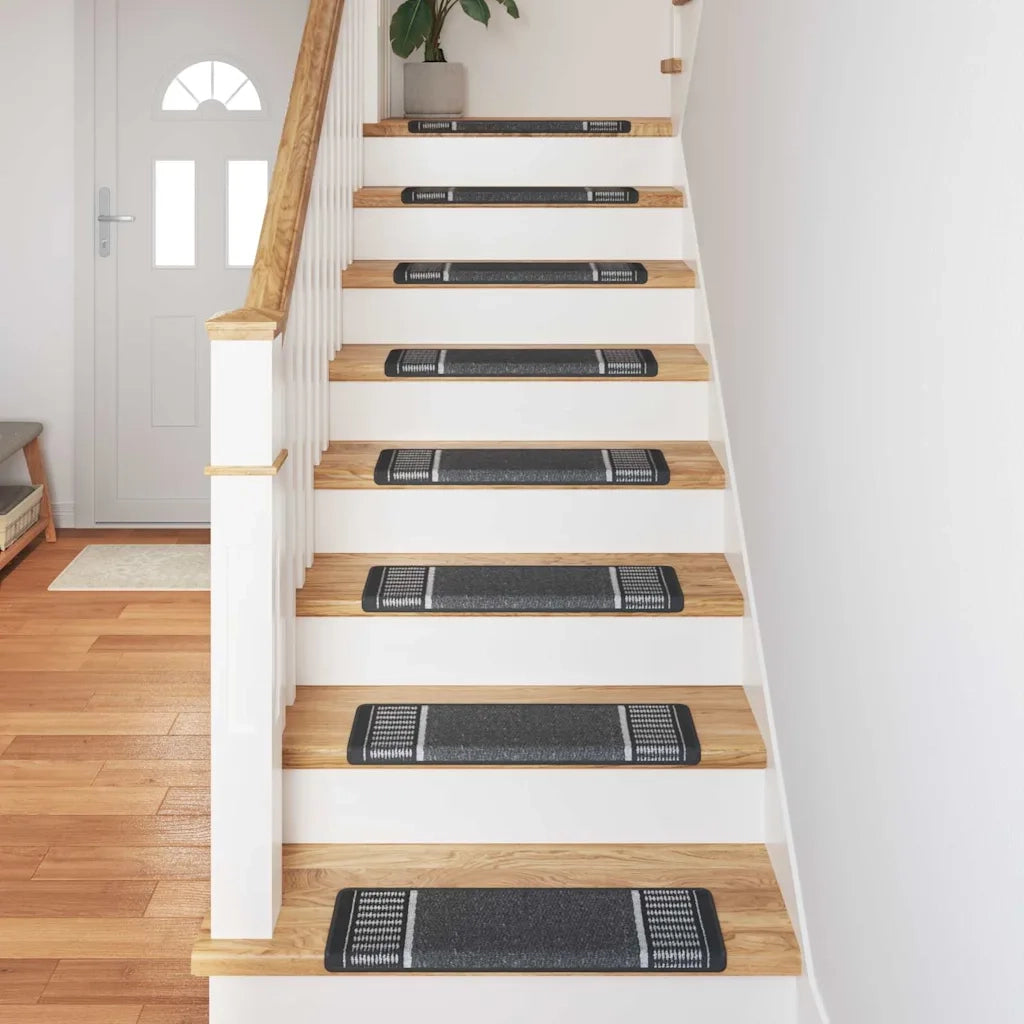 Tappetini per scale autoadesivi 15 pz | Gradini per Scale Antracite 65 x 21 x 4 cm