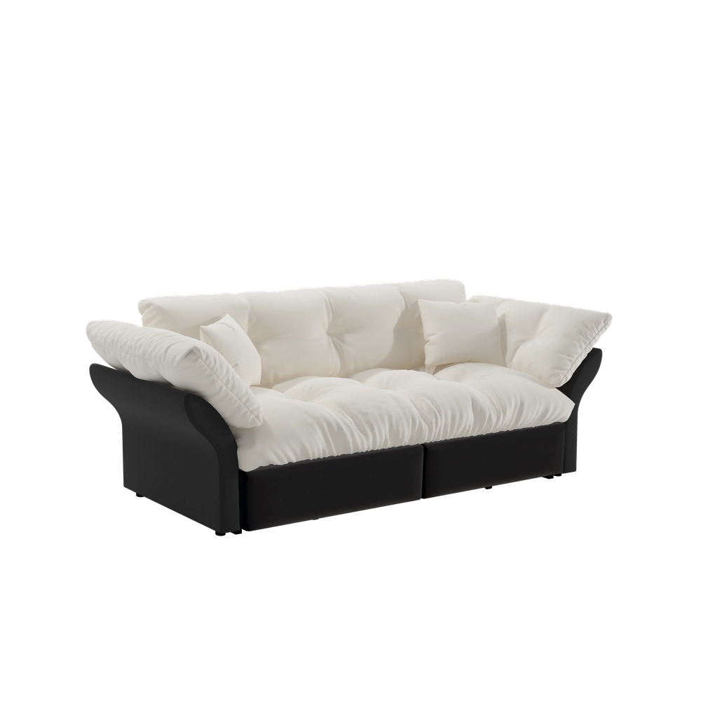 Divano Letto 3 in 1 Estraibile con Cuscini ¨C Xylo ¨C Velluto Beige/Bianco 190 cm