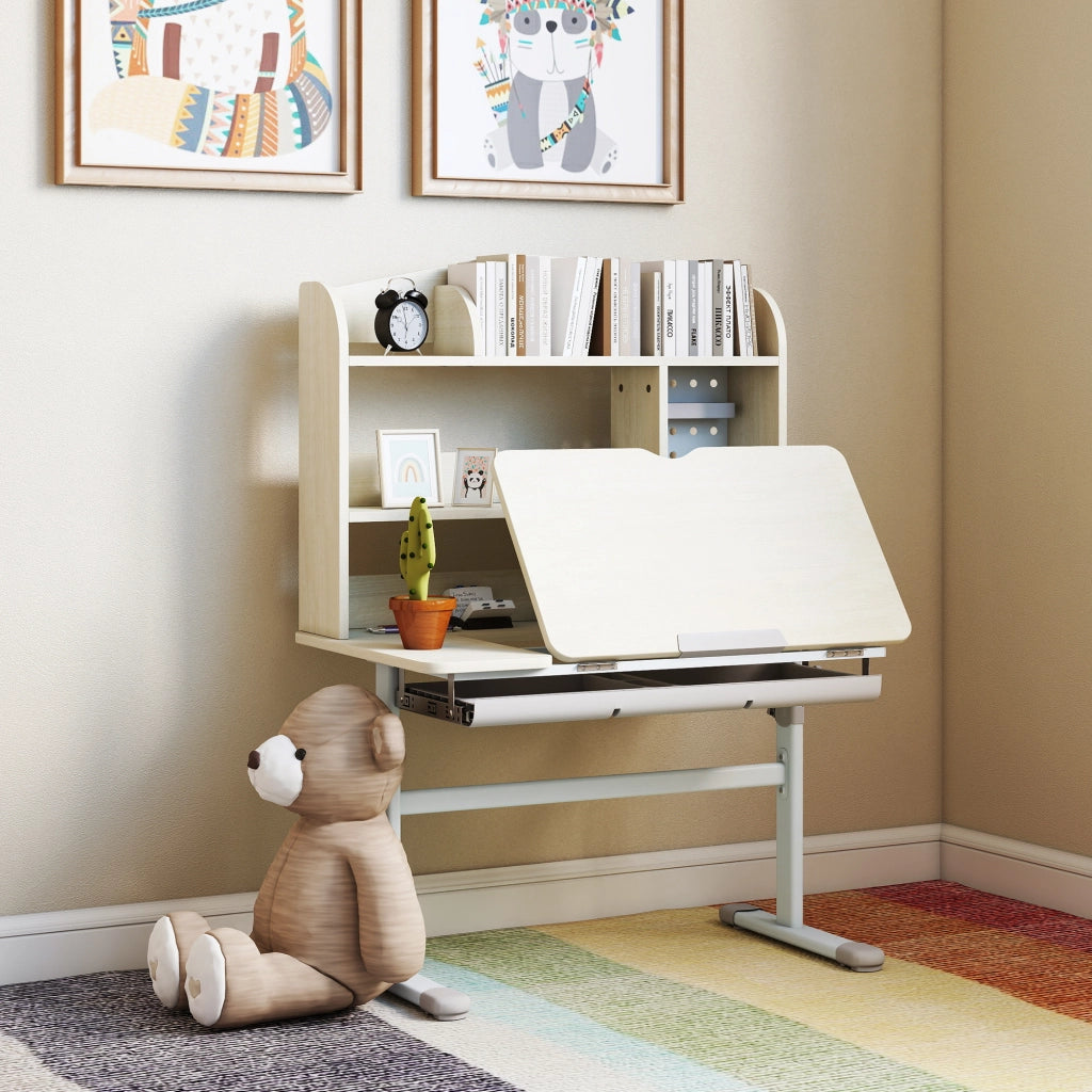 Scrivania bambini regolabile in altezza con piano inclinabile ¨C Xylo ¨C 80x51x108,5-130,5 cm naturale