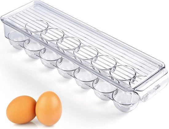 Elettrodomestico per conservazione uova 14 uova - dispenser uova portatile in plastica per cucina da campeggio - 37 x 11 x 75 cm
